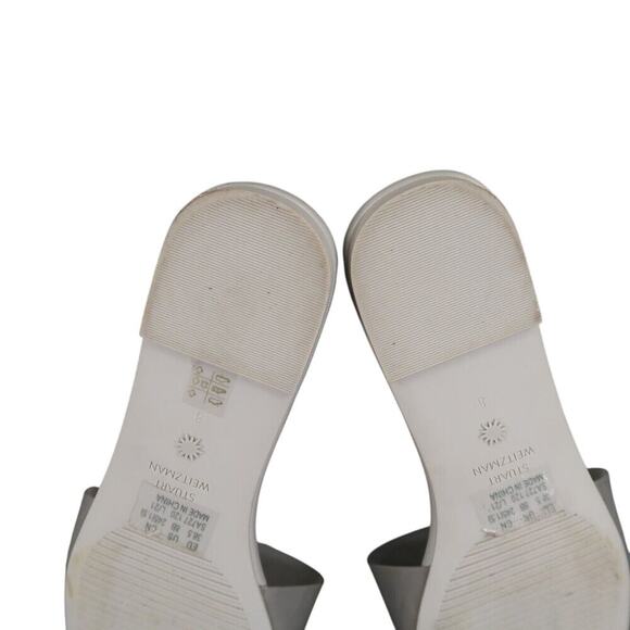 Stuart Weitzman Shoes Womens 8 Sandal Slides Jelly Flat Square Toe Grey Summer - Picture 11 of 13